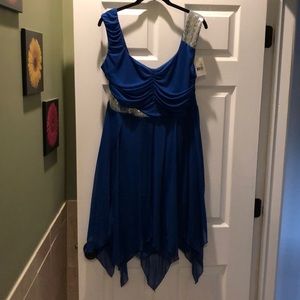 Blue chiffon sequin shoulder dress plus size NWT